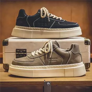 2024 весна и лето новые ретро кожаные дышащие низкие уличные кроссовки для занятий спортом на платформе прилив с корейской версией мужской обуви 39