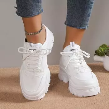 2024 весна и лето новые туфли-туфли на толстой подошве с мягкой подошвой в тон, со шнуровкой, женские повседневные спортивные туфли с сумкой на голову, женские тапочки 35 белый