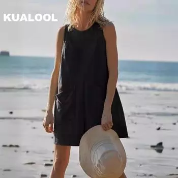 2024 весна и лето, новый модный женский комбинезон без рукавов, повседневный камзол, однотонный комбинезон на подтяжках, брюки