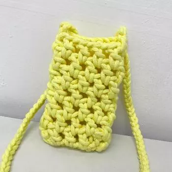 2024 весна и лето плетеные женские сумки диагональные милые сумки для мобильных телефонов, популярные женские сумки с крючком из хлопчатобумажной нити цвет 13*18*3 белый