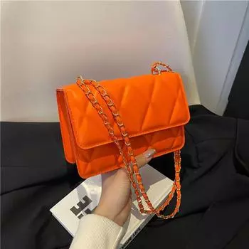 2024 весна и лето ромбовидная маленькая сумка женская сумка мода темперамент цепь подмышечная сумка пригородный текстура плечо сумка-мессенджер чёрный