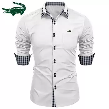 2024 весна и осень Новая мода мужская мода клетчатая цветовая гамма деловая приталенная повседневная рубашка с вышивкой брендовая рубашка с длинными рукавами S