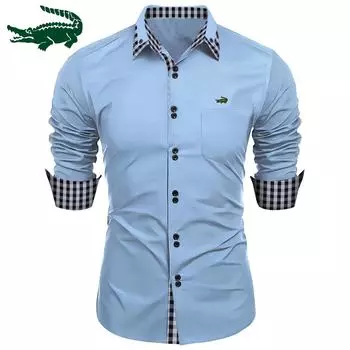 2024 весна и осень Новая мода мужская мода клетчатая цветовая гамма деловая приталенная повседневная рубашка с вышивкой брендовая рубашка с длинными рукавами S