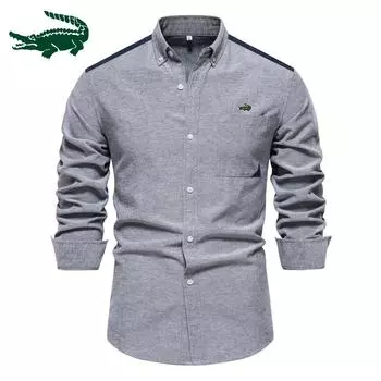 2024 весна и осень, новая оксфордская рубашка европейского размера с вышивкой, мужская повседневная универсальная модная цветная мужская рубашка с длинными рукавами S