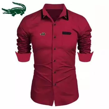 2024 весна и осень новая рубашка европейского размера мужская модная деловая мужская рубашка с вышивкой с длинными рукавами S