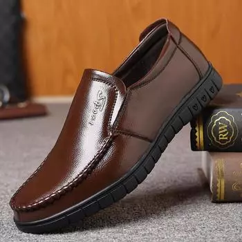 2024 весна и осень новые мужские повседневные кожаные туфли мужские кожаные дышащие туфли для ног туфли для пап среднего возраста 8823 38 коричневый