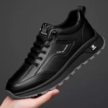 2024 весна и осень новые мужские спортивные повседневные кожаные туфли мужские молодежные универсальные туфли на платформе белые модные туфли мужские 9575 38 белый