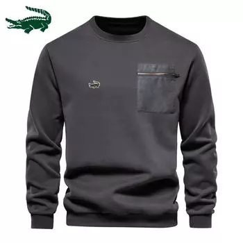 2024 весна и осень новый свитер с длинными рукавами с вышивкой трендовый мужской свободный повседневный пуловер с круглым вырезом мужской свитер