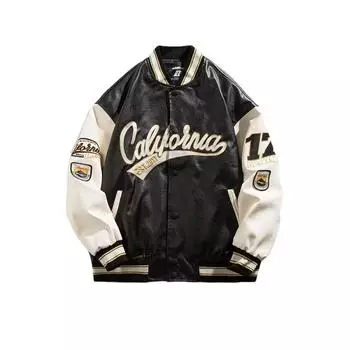 2024 весна и осень письмо новая американская мода Harajuku ретро куртка мужская хип-хоп свободная уличная спортивная куртка мужская M-2XL XXL чёрный
