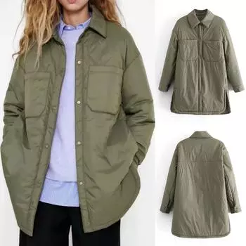 2024 весна и осень женская одежда новое свободное рубашечного типа однотонное тонкое хлопковое пальто XS