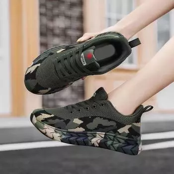 2024 весна камуфляж повседневная обувь мужская беговая обувь из хлопчатобумажной ткани дышащие молодежные кроссовки с мягкой подошвой легкие нескользящие 36