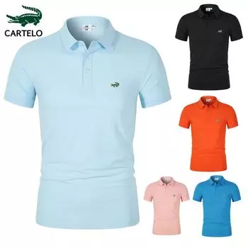 2024 весна/лето, мужская новая влагоотводящая, быстросохнущая однотонная рубашка-поло с вышивкой и воротником-поло