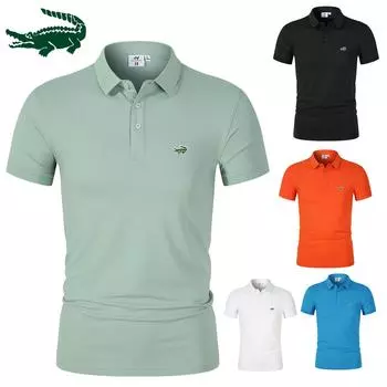 2024 весна/лето, мужская новая влагоотводящая, быстросохнущая однотонная рубашка-поло с вышивкой и воротником-поло