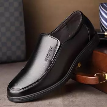 2024 весна-лето мужские кожаные туфли дышащие мягкие деловые повседневные туфли мужские туфли кожаные 635 6 чёрный