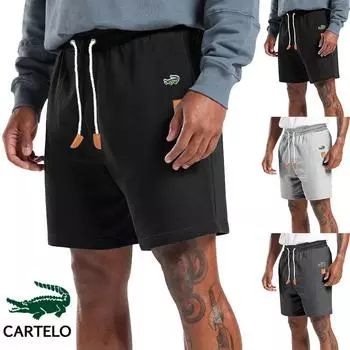 2024 весна/лето, мужские однотонные прямые брюки на шнурке, европейские повседневные спортивные шорты с вышивкой M чёрный