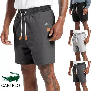 2024 весна/лето, мужские однотонные прямые брюки на шнурке, европейские повседневные спортивные шорты с вышивкой M чёрный