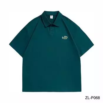 2024 весна/лето, новая мужская и женская рубашка-поло с заниженным плечом и двойным откидным воротником из 100 хлопка XS темно-зеленого
