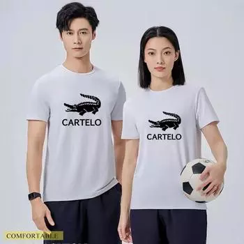 2024 весна/лето, новые мужские и женские влагоотводящие быстросохнущие рубашки с круглым вырезом и короткими рукавами с принтом L чёрный