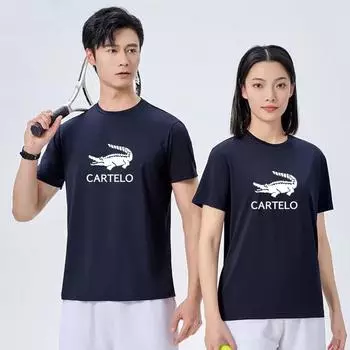 2024 весна/лето, новые мужские и женские влагоотводящие быстросохнущие рубашки с круглым вырезом и короткими рукавами с принтом L чёрный