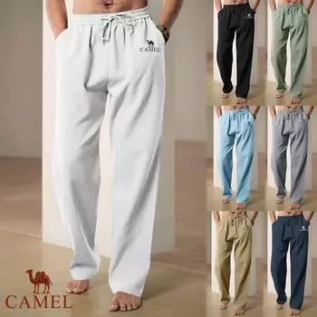 2024 весна/лето новые вышитые мужские дышащие льняные свободные спортивные брюки в стиле хип-хоп S