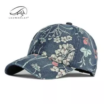 2024 весна-лето новый этнический стиль персонализированный цветочный принт бейсболка женская уличная солнцезащитная кепка стираная кепка Adjustable чёрный