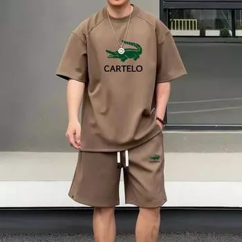 2024 весна/лето, новый однотонный классический универсальный повседневный спортивный комплект футболок для пар с принтом M