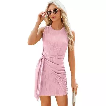 2024 весна/лето, новый однотонный плиссированный вязаный жилет с круглым вырезом и шнуровкой, юбка, женская юбка S