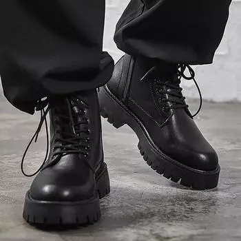 2024 весна-лето повседневные модные ботинки мужские высокие с боковой молнией мужские ботинки Martin из натуральной кожи бархатные мужские ботинки 38