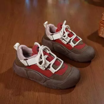 2024 весна маленькие белые туфли новая корейская версия ins спортивные беговые женские студенческие толстые подошвы увеличивают рост повседневные уличные туфли XT93 35 красный