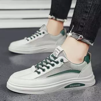 2024 весна мужские туфли на плоской подошве для повседневного отдыха на работе универсальные эластичные чехлы для ног маленькие белые кожаные мужские туфли 39