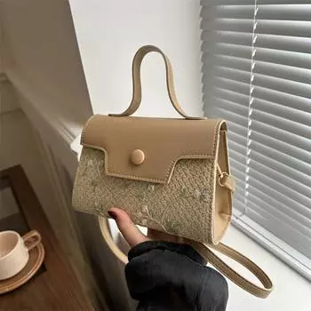 2024 весна новая мода простая маленькая квадратная сумка простая плетеная темпераментная женская сумка большая вместительная сумка-мессенджер белый