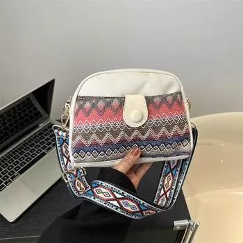 2024 весна новая модная простая ретро сумка через плечо маленькая квадратная сумка большой вместимости иностранный стиль этнический стиль женская сумка красный