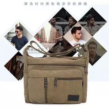 2024 весна новая мужская холщовая сумка через плечо повседневная мода простая универсальная сумка-мессенджер небольшой рюкзак цельный волос хаки