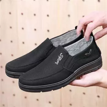 2024 весна новая мужская обувь среднего и пожилого возраста для ходьбы мягкая подошва одна педаль повседневная мужская обувь большого размера 39 чёрный