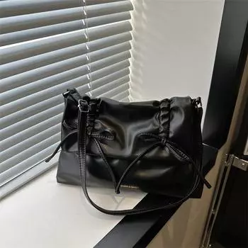 2024 весна новая простая повседневная сумка-мессенджер большой вместимости модная сумка через плечо повседневная модная сумка-тоут чёрный