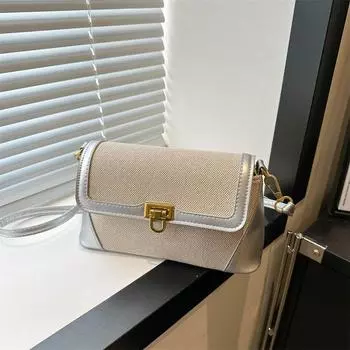 2024 весна новая простая ретро сумка через плечо подмышку иностранный стиль модная сумка повседневный тренд большая вместимость маленькая квадратная сумка чёрный