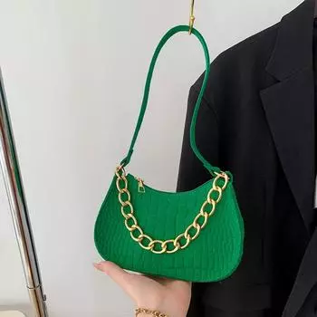 2024 весна новая ретро мода цепочка простая сумка через плечо простая сумка подмышкой простая повседневная сумка чёрный