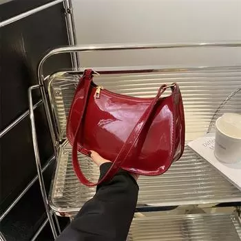 2024 весна новая сумка женская нишевая ретро маленькая квадратная сумка повседневная простая сумка через плечо модный тренд сумка через подмышку чёрный