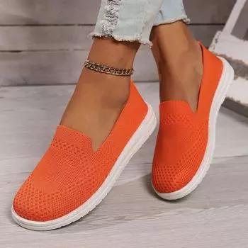 2024 весна новые большие размеры повседневные одинарные туфли с круглым носком дышащие модные женские туфли с плоским дном с плетением 36 жёлтый