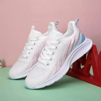 2024 весна новые летающие плетеные женские туфли модные дышащие сетчатые повседневные спортивные туфли женские универсальные туфли для отдыха на открытом воздухе для детей 35