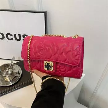 2024 весна новый иностранный стиль сумка-мессенджер маленькая квадратная сумка, в этом году популярная модная текстура пригородная сумка с цепочкой подмышки для женщин чёрный