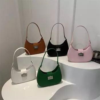 2024 весна новый персонализированный ретро нишевый дизайн женская сумка подмышкой текстура иностранный стиль сумка через плечо сумка-мессенджер чёрный