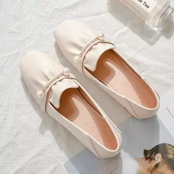 2024 весна новый поздний вечерний бриз нежный темперамент фея езда на работу одиночные туфли женщина одна педаль леди бобовые туфли женщина 35