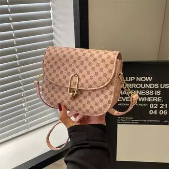 2024 весна новый ретро принт замок одно плечо сумка-мессенджер повседневная мода иностранный стиль седельная сумка подмышка сумка чёрный