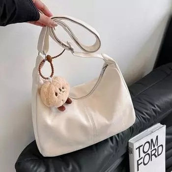 2024 весна новый тренд ретро сумка большая вместительная сумка для поездок на работу простая мода большая вместительная сумка-мессенджер сумка Without pendant чёрный