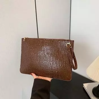 2024 весна однотонная сумка с цветным изменением модная новая сумка-клатч с каменным узором легкая сумка-конверт с иностранной текстурой чёрный