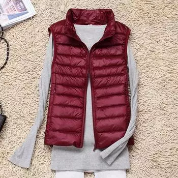 2024 весна, осень и зима пуховый жилет женский легкий белый жилет из утиного пуха короткий жилет без рукавов тонкий и тонкий корейский вариант прилива S белый