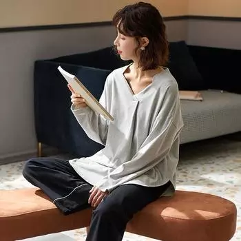 2024 весна осень пижамы пижамы для молодых женщин пижамные комплекты сплошной пижамы Femme пижамы женские домашняя одежда пижама Mujer домашняя одежда M