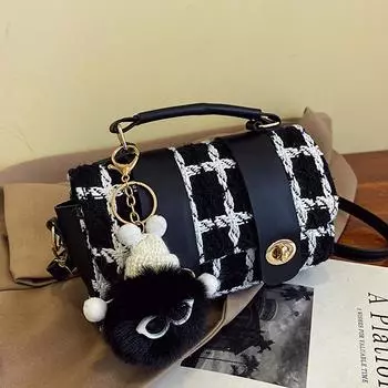 2024 весна популярная простая сумка через плечо тренд клетчатая сумка-мессенджер двойной замок модный темперамент новая текстура маленькая квадратная сумка белый