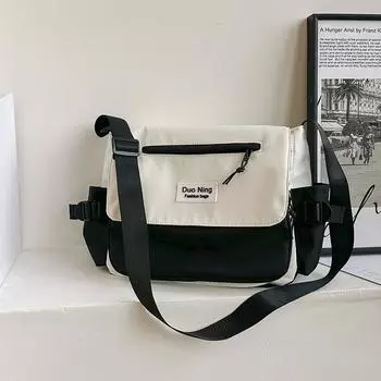 2024 весна студенческий рюкзак для отдыха большой емкости трендовая сумка через плечо женская простая модная сумка-мессенджер женская чёрный